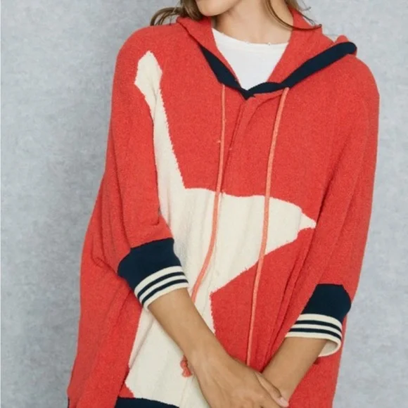 Free People I Know Places Oversized Sweater, Size M/L, Red. - Picture 3 of 7